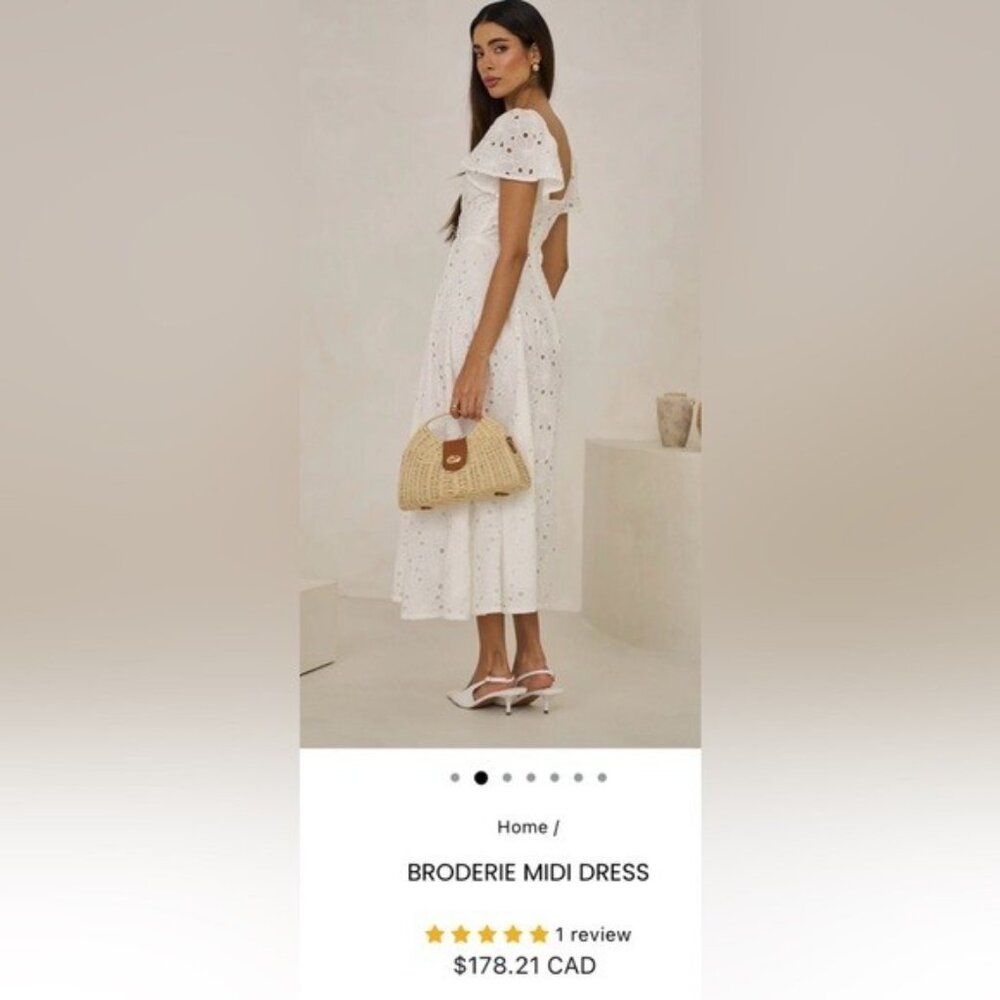 NWT Size XL - Extro&Vert Ada Flutter-Sleeve Broderie Midi Dress (NWT US$ 123) - Picture 9 of 16